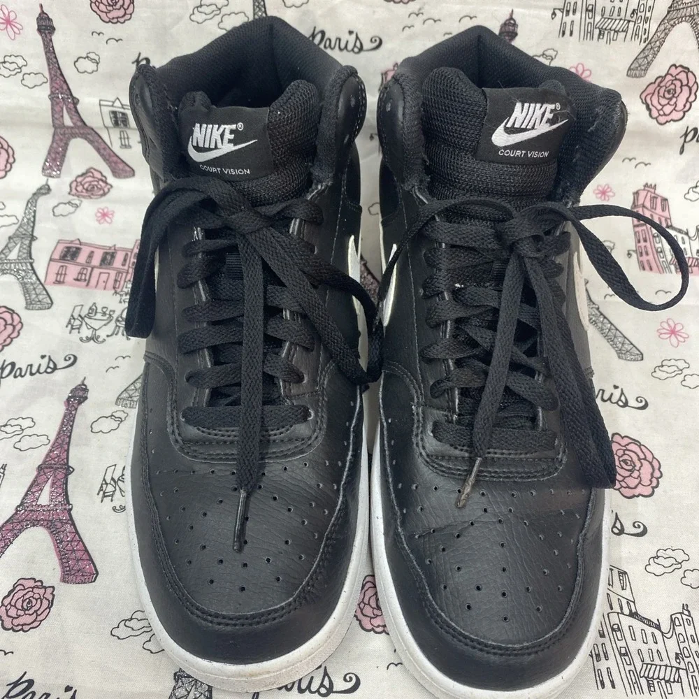 Nike COURT VISION MID Basketball Sneakers Black White DN3577 001 Men's 8.5